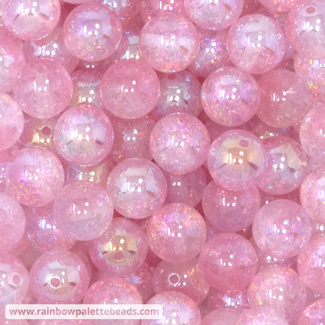 16mm UV/AB Mid Pink Holographic Surprise Glitter Acrylic Beads - Beads