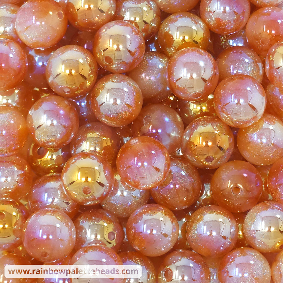 16mm UV/AB Muted Orange Glitter Shimmer Acrylic Beads Beads