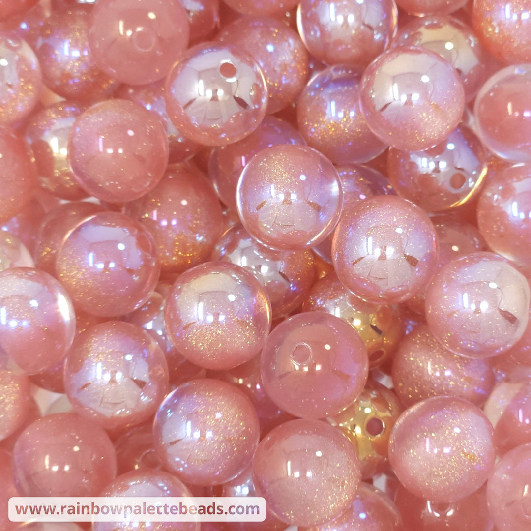 16mm UV/AB Peach Champagne Glitter Core Acrylic Beads Beads
