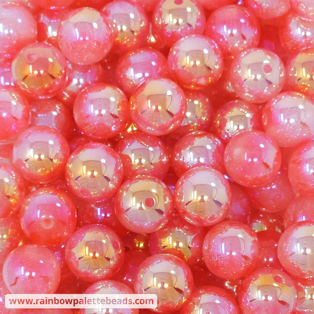 16mm UV/AB Pink Coral Glitter Shimmer Acrylic Beads Beads