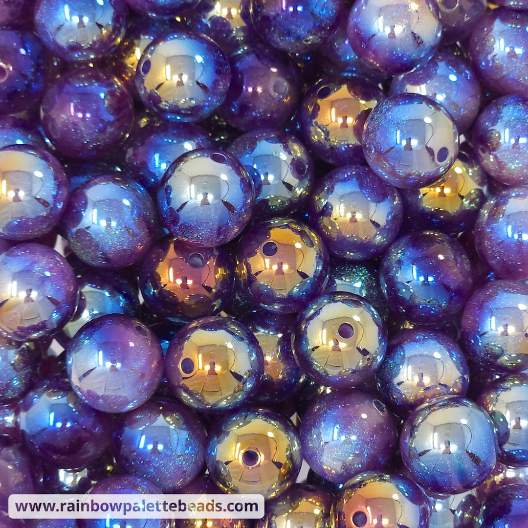 16mm UV/AB Purple Glitter Shimmer Acrylic Beads Beads