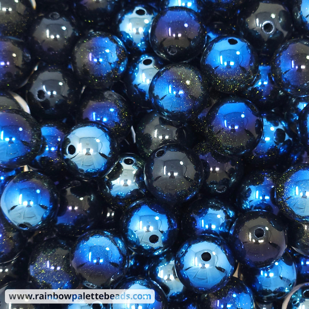 16mm UV/AB Starry Night Black Glitter Core Acrylic Beads Beads