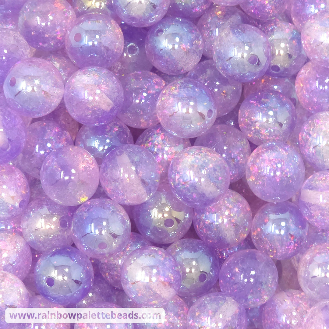 16mm UV/AB Violet Purple Holographic Surprise Glitter Acrylic Beads - Beads