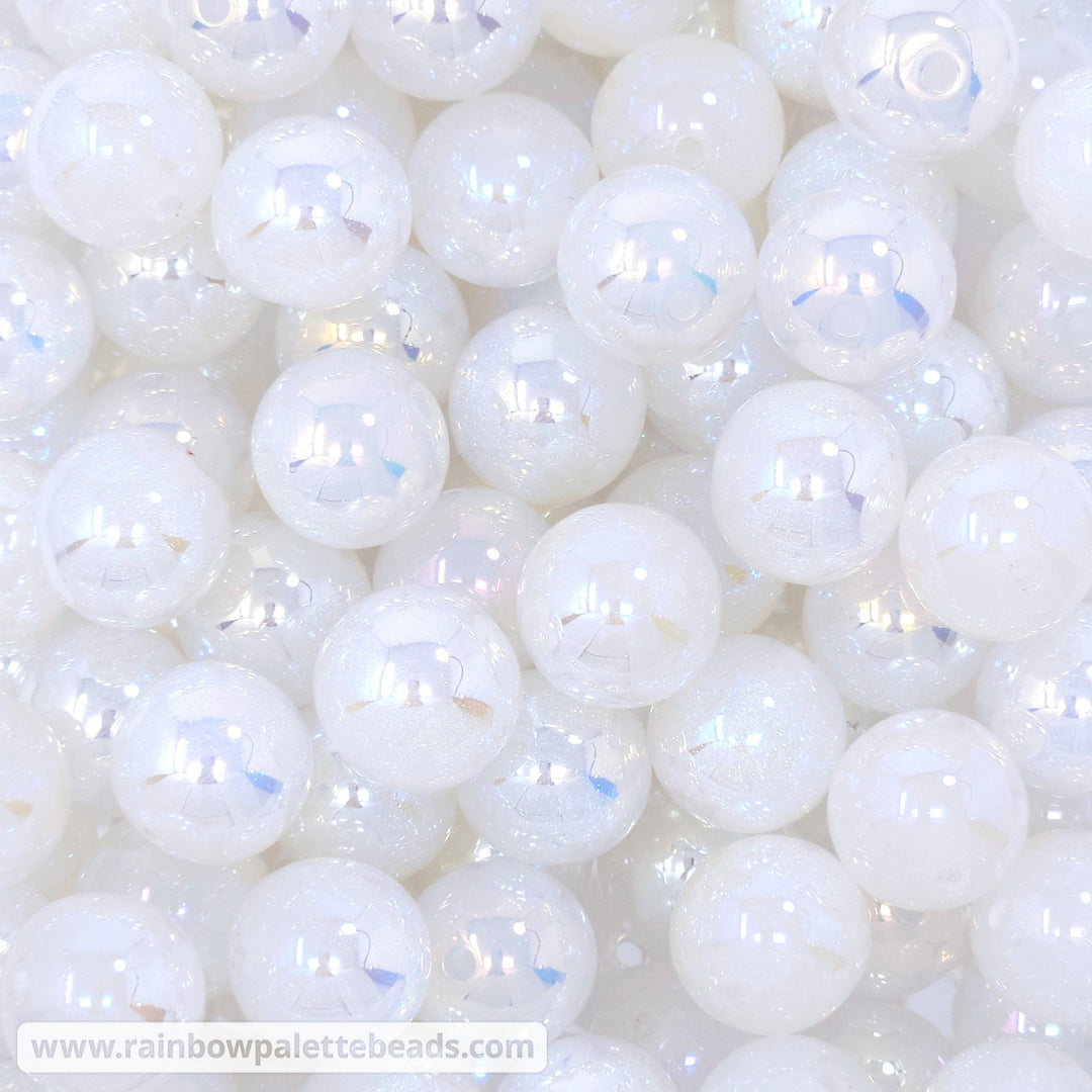 16mm UV/AB White Glitter Shimmer Acrylic Beads Beads
