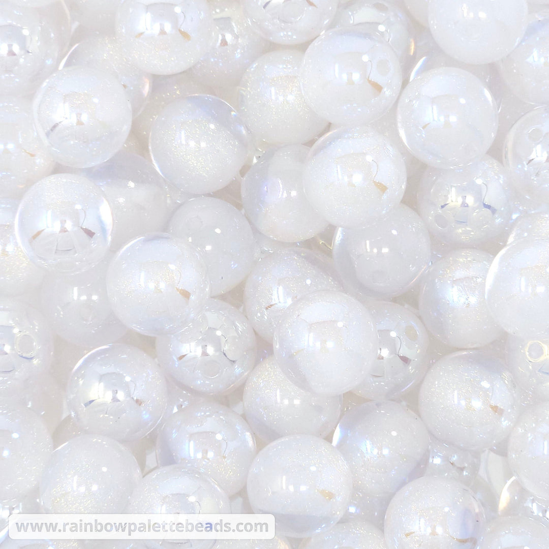 16mm UV/AB White Snow Glitter Core Acrylic Beads Beads