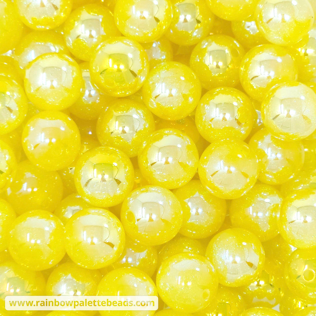16mm UV/AB Yellow Glitter Shimmer Acrylic Beads Beads