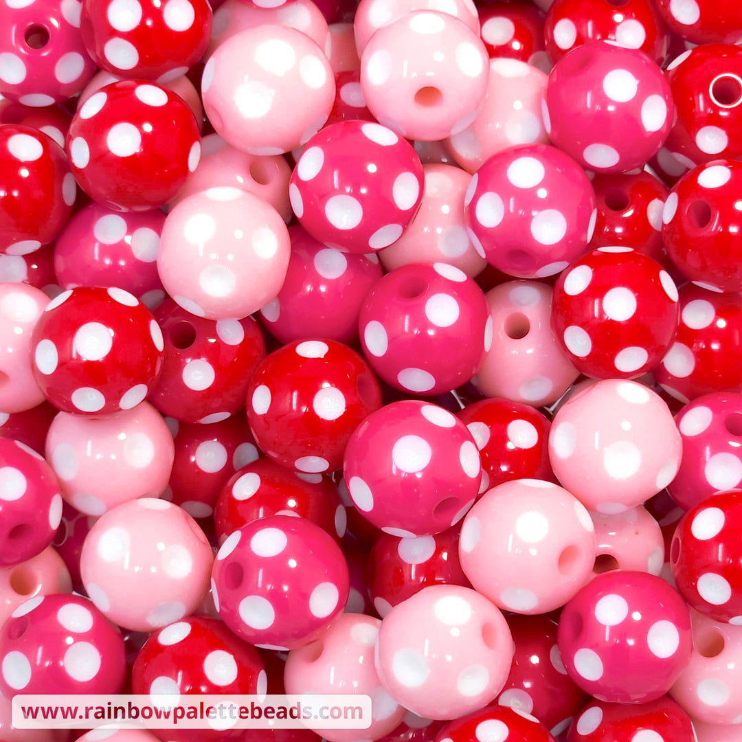 16mm Valentine’s Day Polka Dot Acrylic Bead Mix Beads