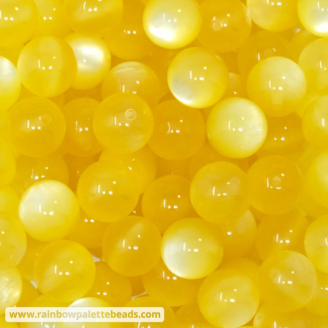 16mm Yellow Cat Eye Acrylic Beads - Beads