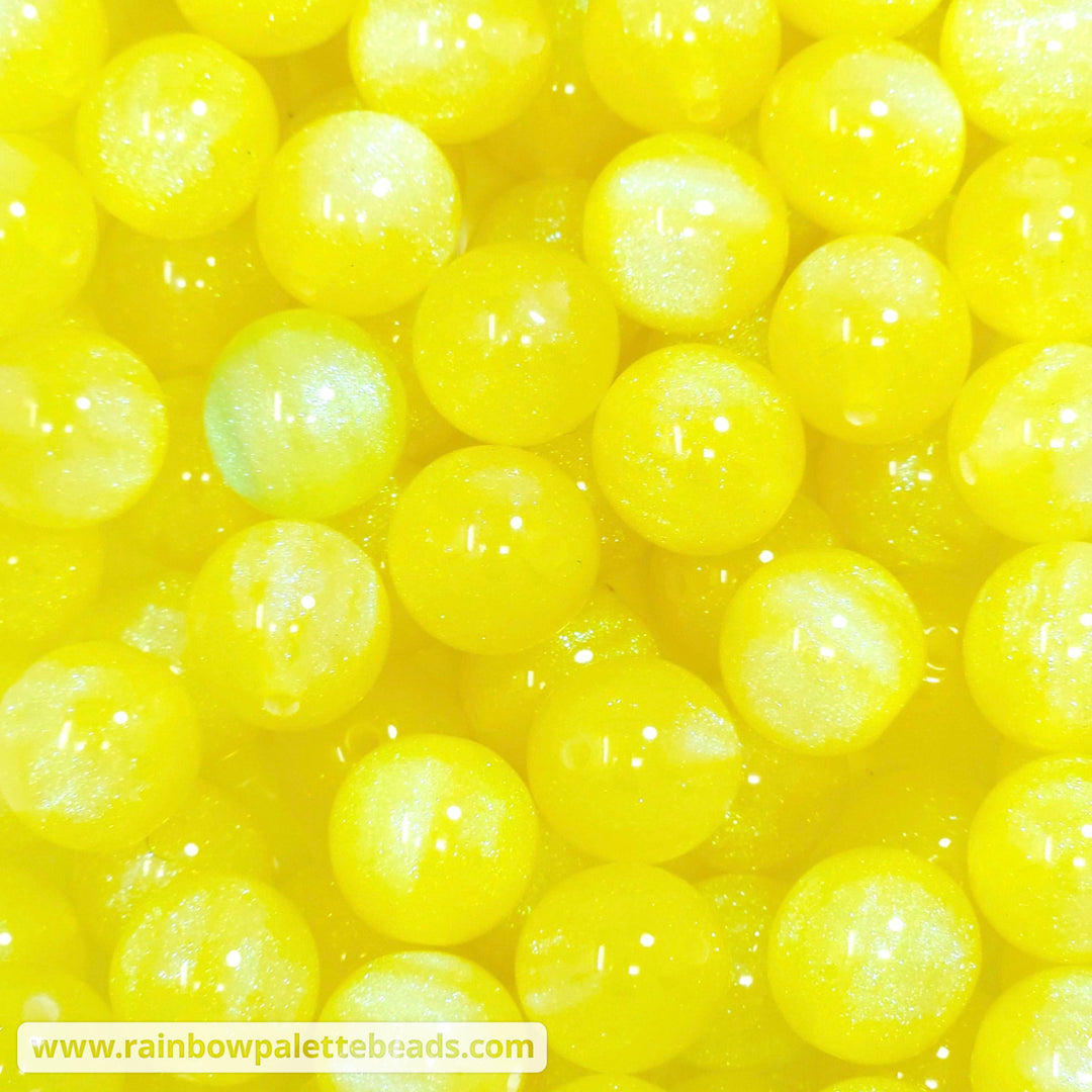 16mm Yellow Glitter Shimmer Acrylic Beads Beads