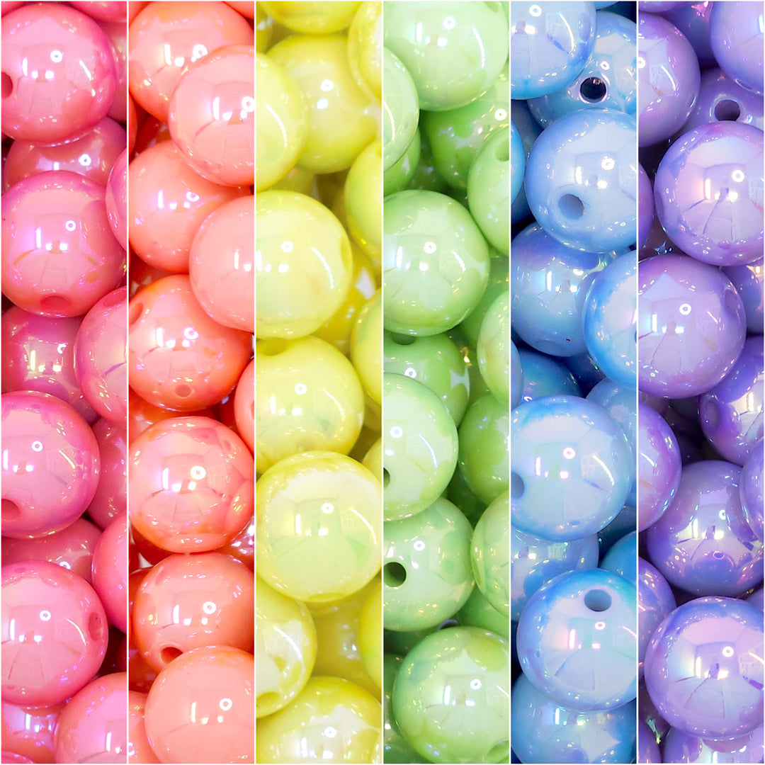 16mm AB Pastel Solids Acrylic Bead Mix (30 beads)
