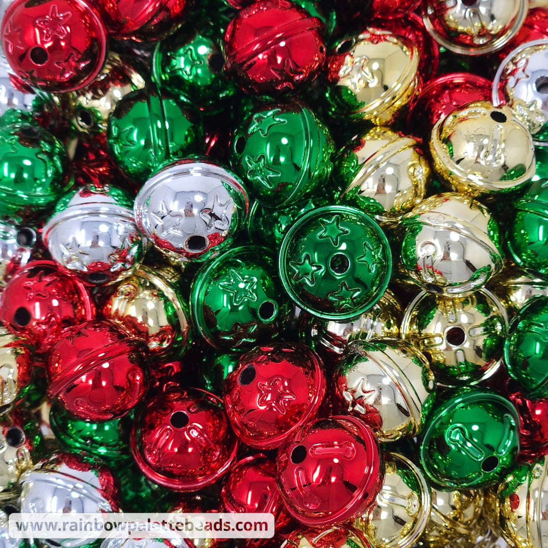 17.5mm Assorted UV Mirror Christmas Bell-Shaped Acrylic Bead Mix (10 beads) Beads