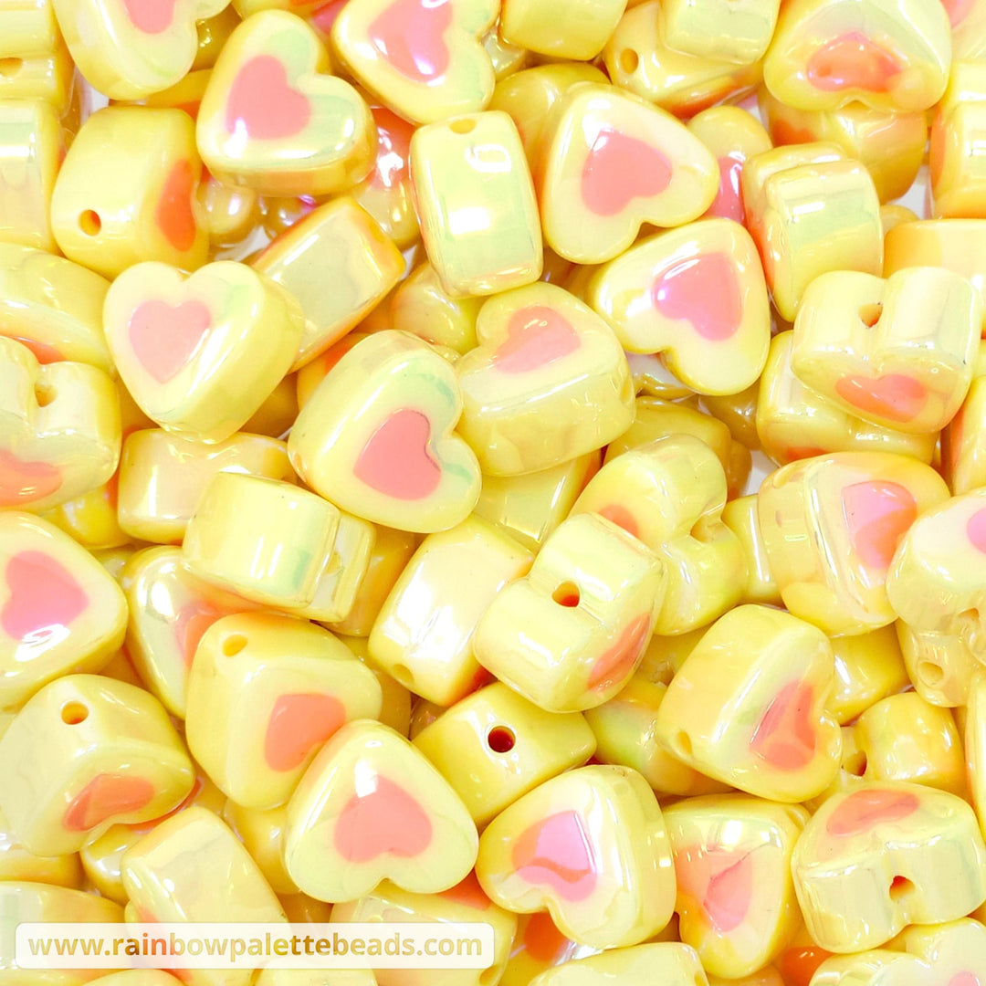 17mm Candy Corn Yellow/Orange AB Double Heart Acrylic Beads Beads