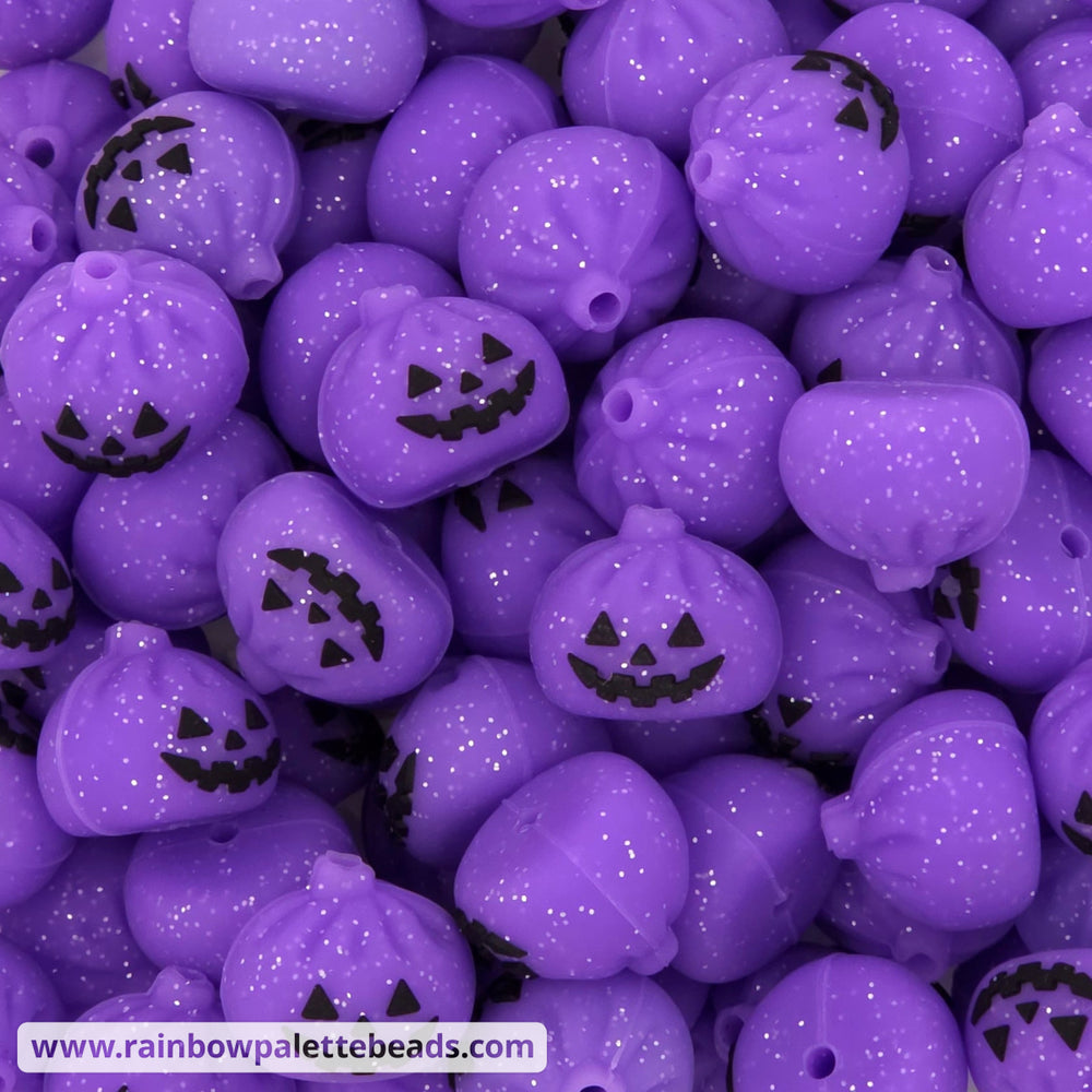17mm Jack-o-Lantern Dumpling Silicone Focal Beads - Purple - Beads