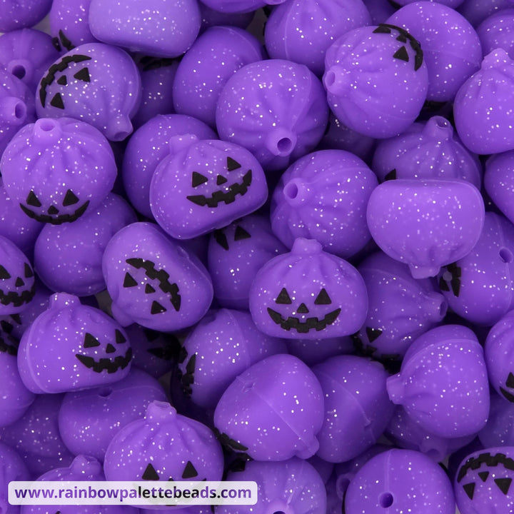 17mm Jack-o-Lantern Dumpling Silicone Focal Beads - Purple - Beads