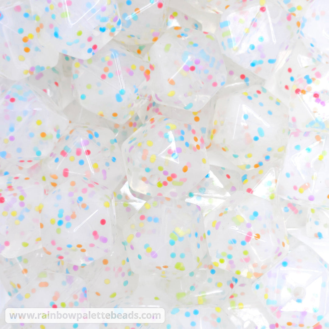17mm Rainbow Confetti Silicone Hex Beads Beads