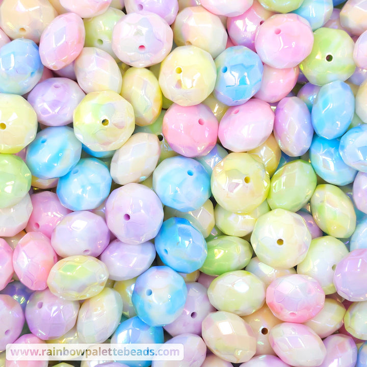 18mm AB Pastel Faceted Acrylic Abacus Beads (10 beads)