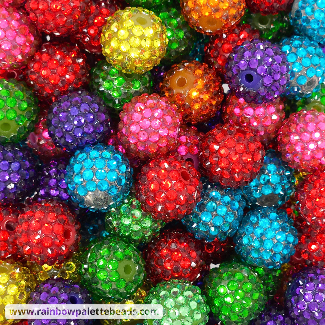 18mm Assorted Color Crystal Acrylic Rhinestone Bead Mix (10 beads) - Beads