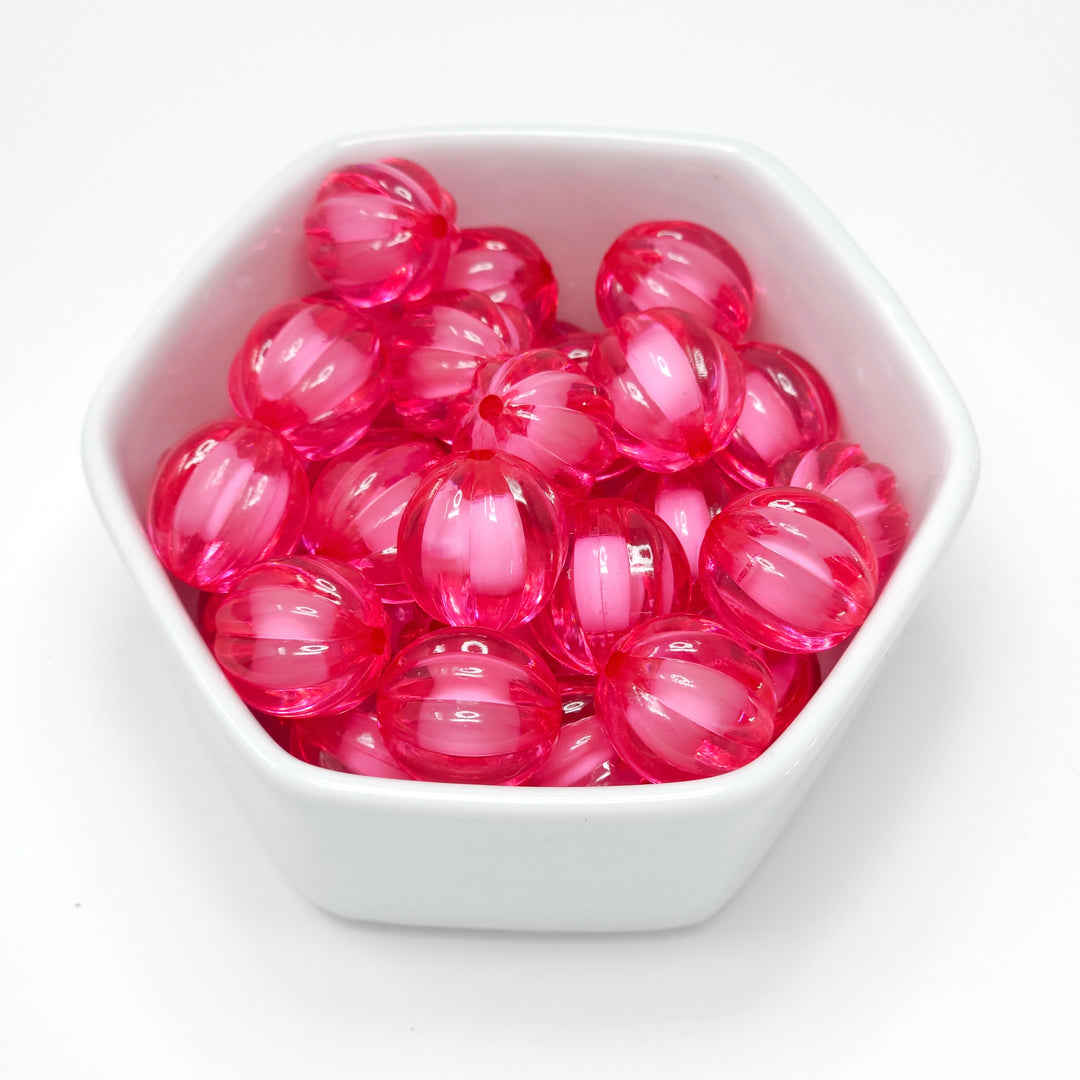16mm Hot Pink Pumpkin Style Acrylic Beads