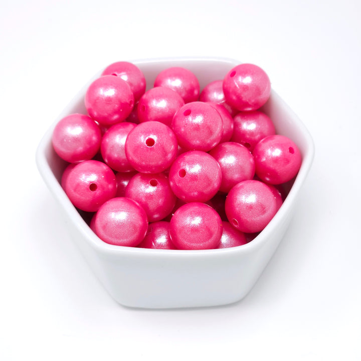15mm Fuchsia Shimmer Pearl Silicone Bead