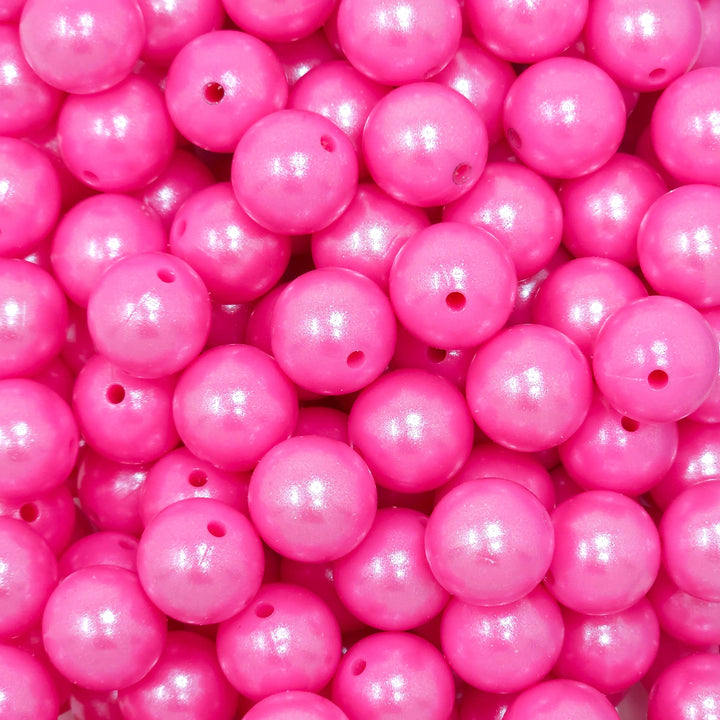 15mm Flamingo Shimmer Pearl Silicone Bead