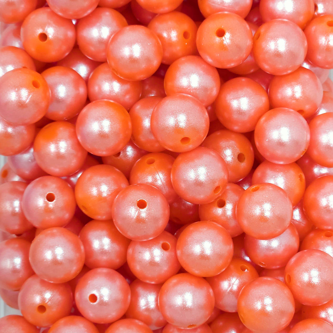 15mm Orange Shimmer Pearl Silicone Bead