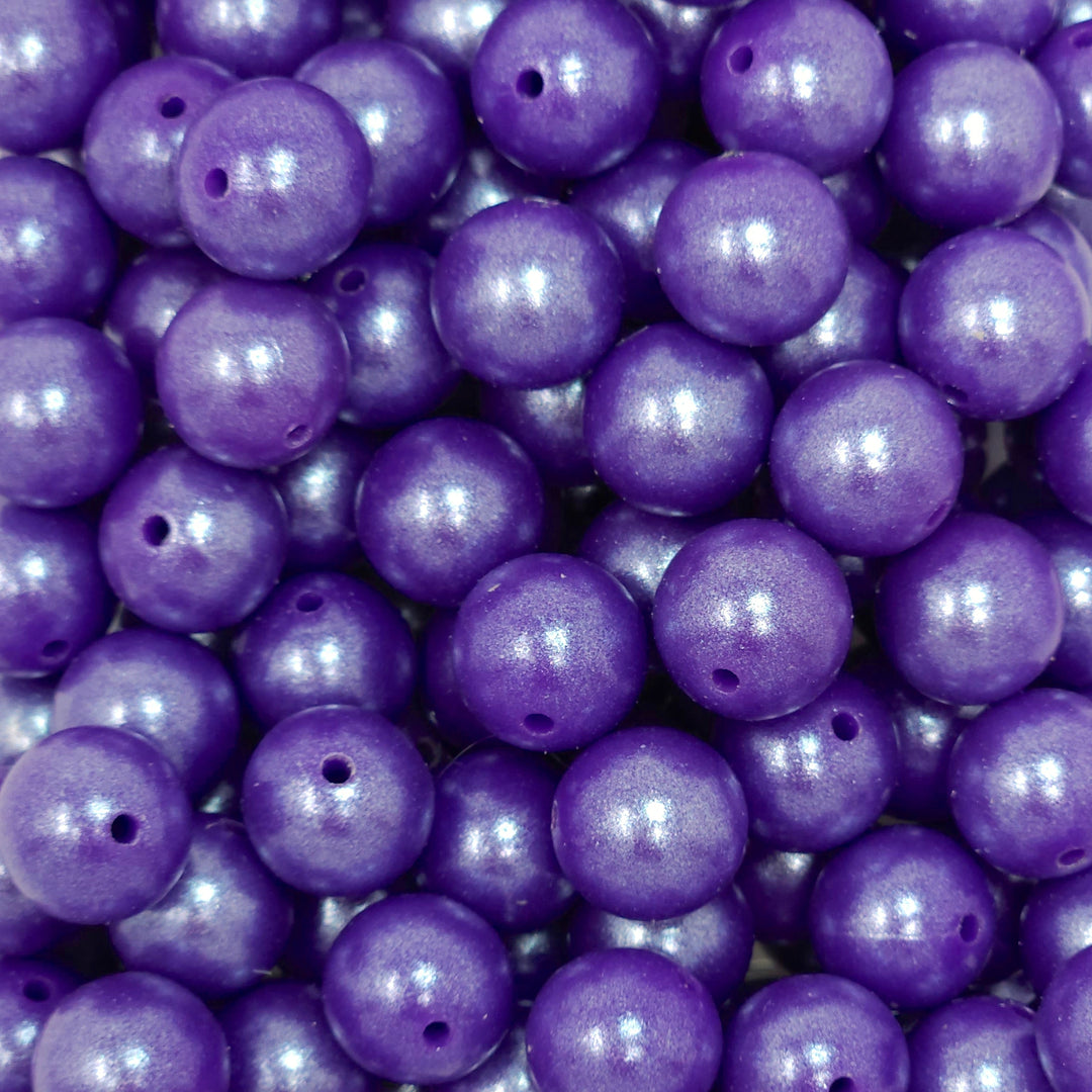 15mm Purple Shimmer Pearl Silicone Bead