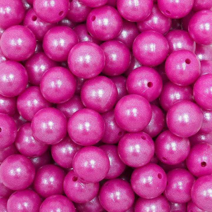 15mm Magenta Shimmer Pearl Silicone Bead