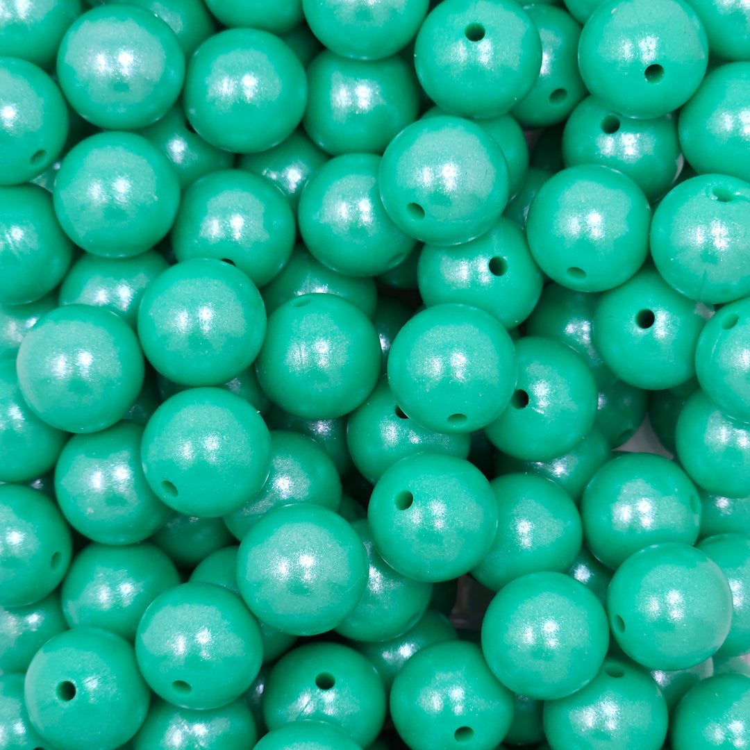 15mm Seagreen Shimmer Pearl Silicone Bead