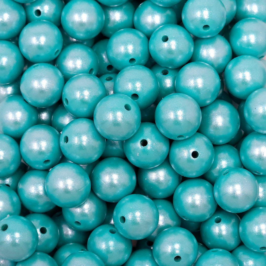 15mm Turquoise Shimmer Pearl Silicone Bead