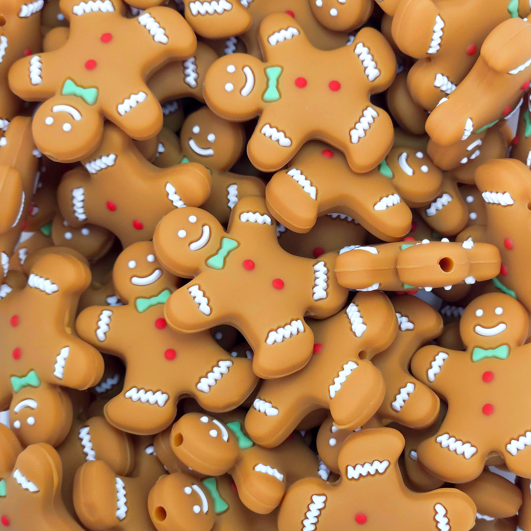 Gingerbread Man Silicone Focal Beads