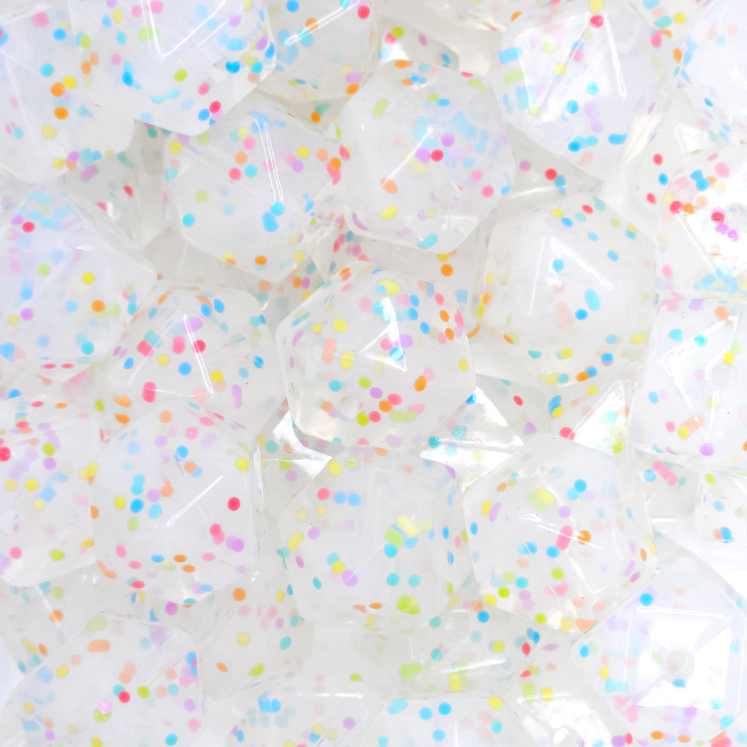 17mm Rainbow Confetti Silicone Hex Beads