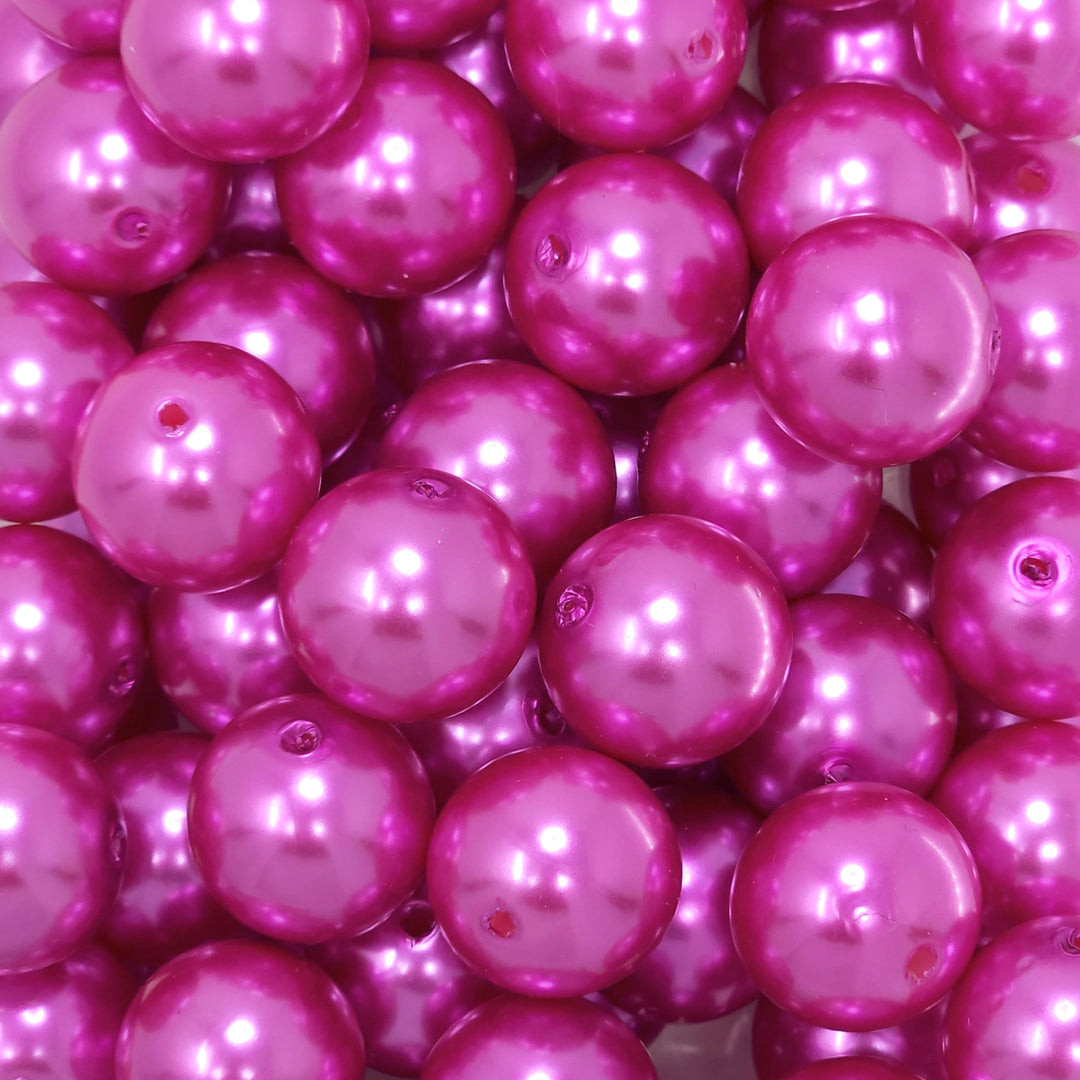 20mm Hot Pink Pearl Acrylic Beads