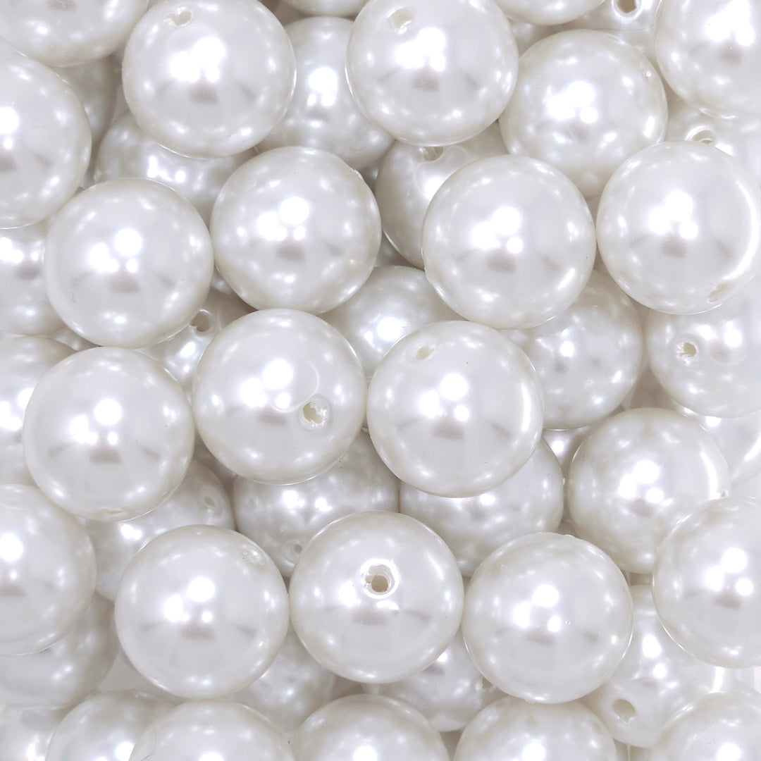 20mm White Pearl Acrylic Beads