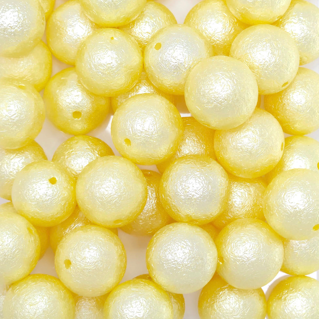 20mm Yellow Crinkle Pearl Acrylic Beads