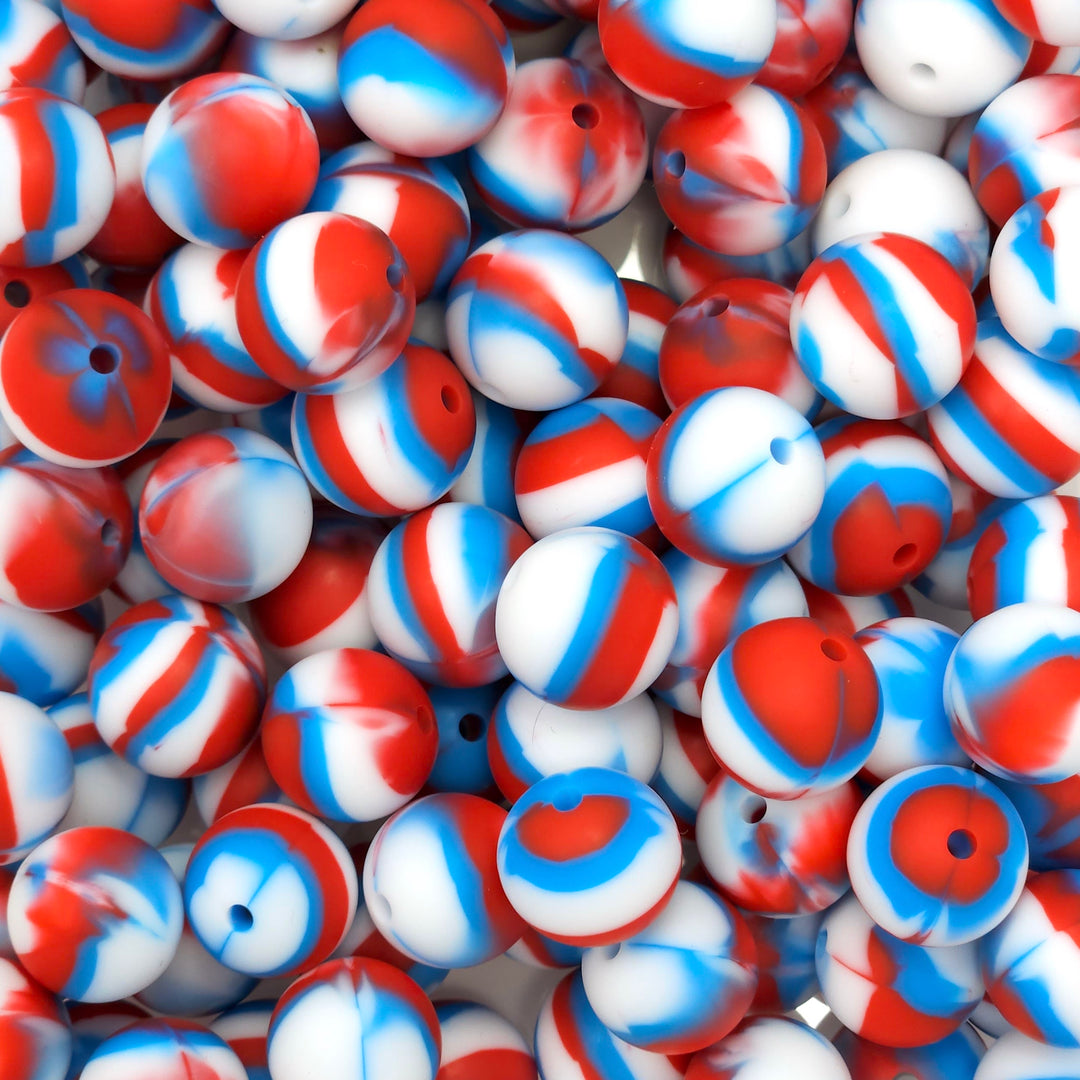 15mm USA Marble Silicone Round Bead