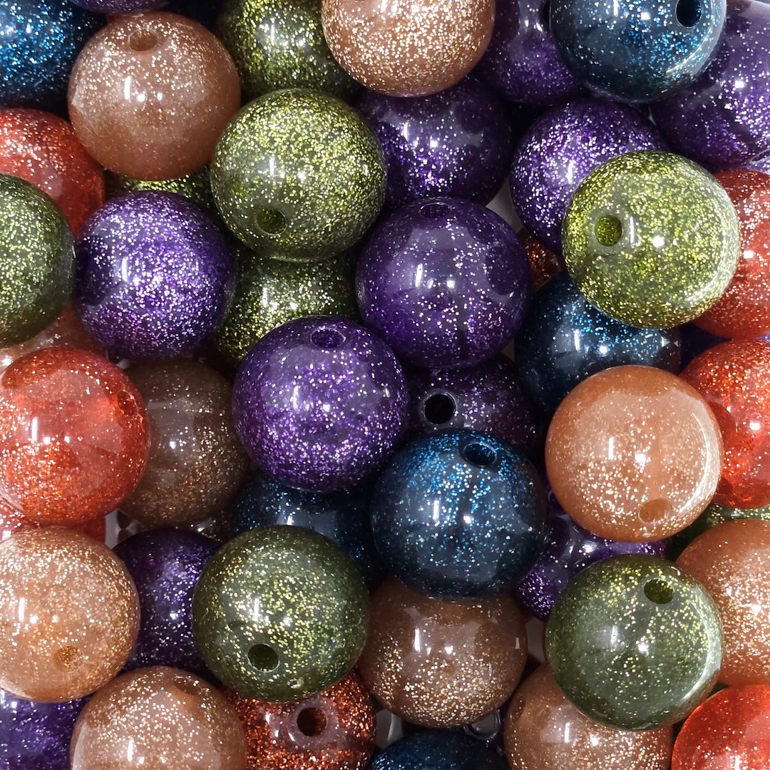 20mm Deep Glitter Acrylic Bead Mix (10 beads)