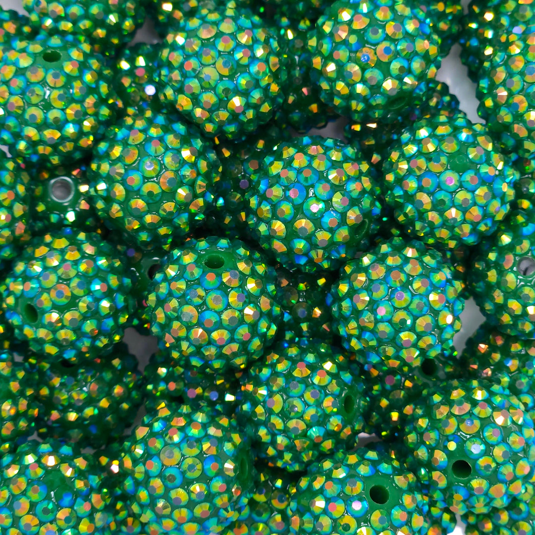 20mm AB Green Acrylic Rhinestone Beads