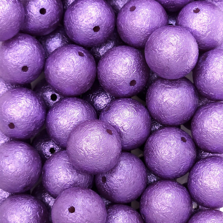 20mm Purple Crinkle Pearl Acrylic Beads