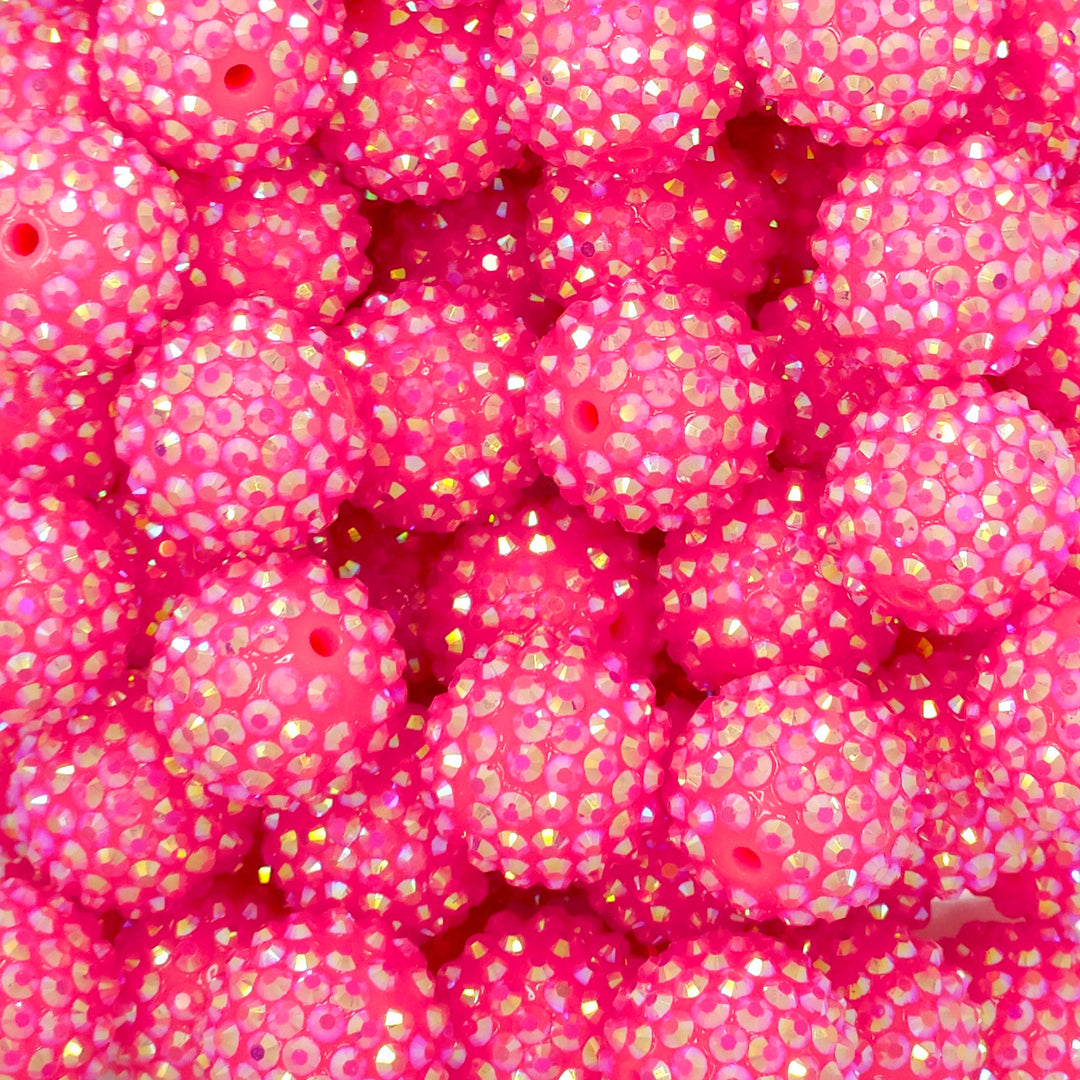 20mm AB Bright Pink Acrylic Rhinestone Beads