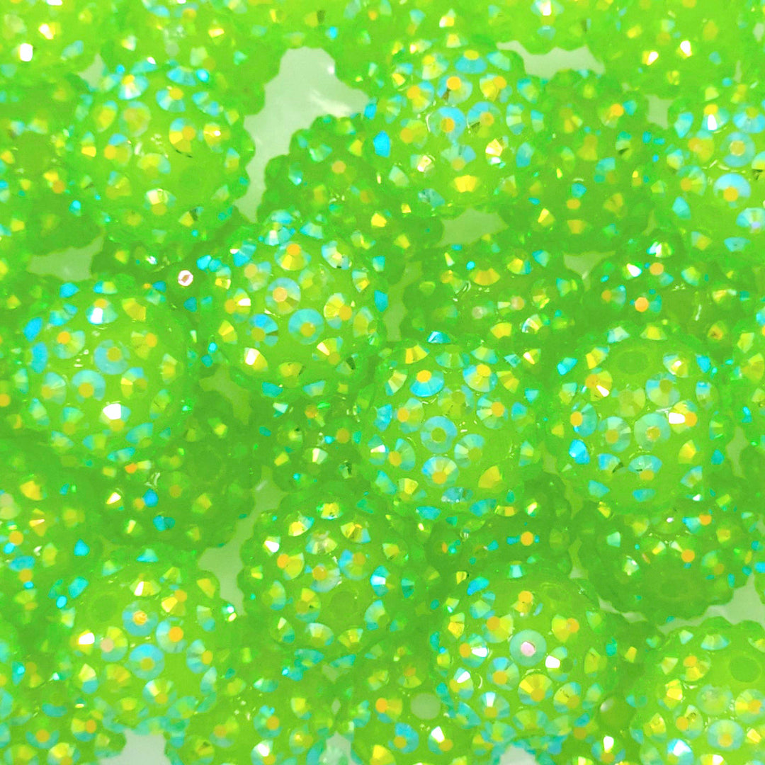 16mm AB Lime Jelly Acrylic Rhinestone Beads