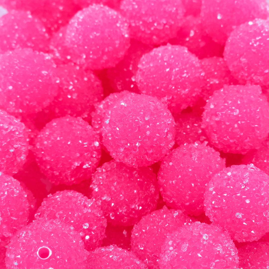 20mm Bright Pink Acrylic Sugar Beads