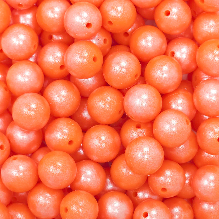 15mm Tangerine Shimmer Pearl Silicone Bead