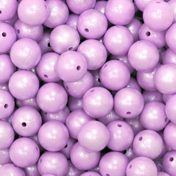 15mm Sweet Lilac Shimmer Pearl Silicone Bead