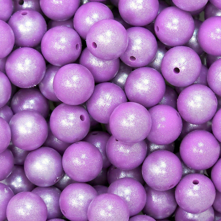 15mm Lavender Orchid Shimmer Pearl Silicone Bead
