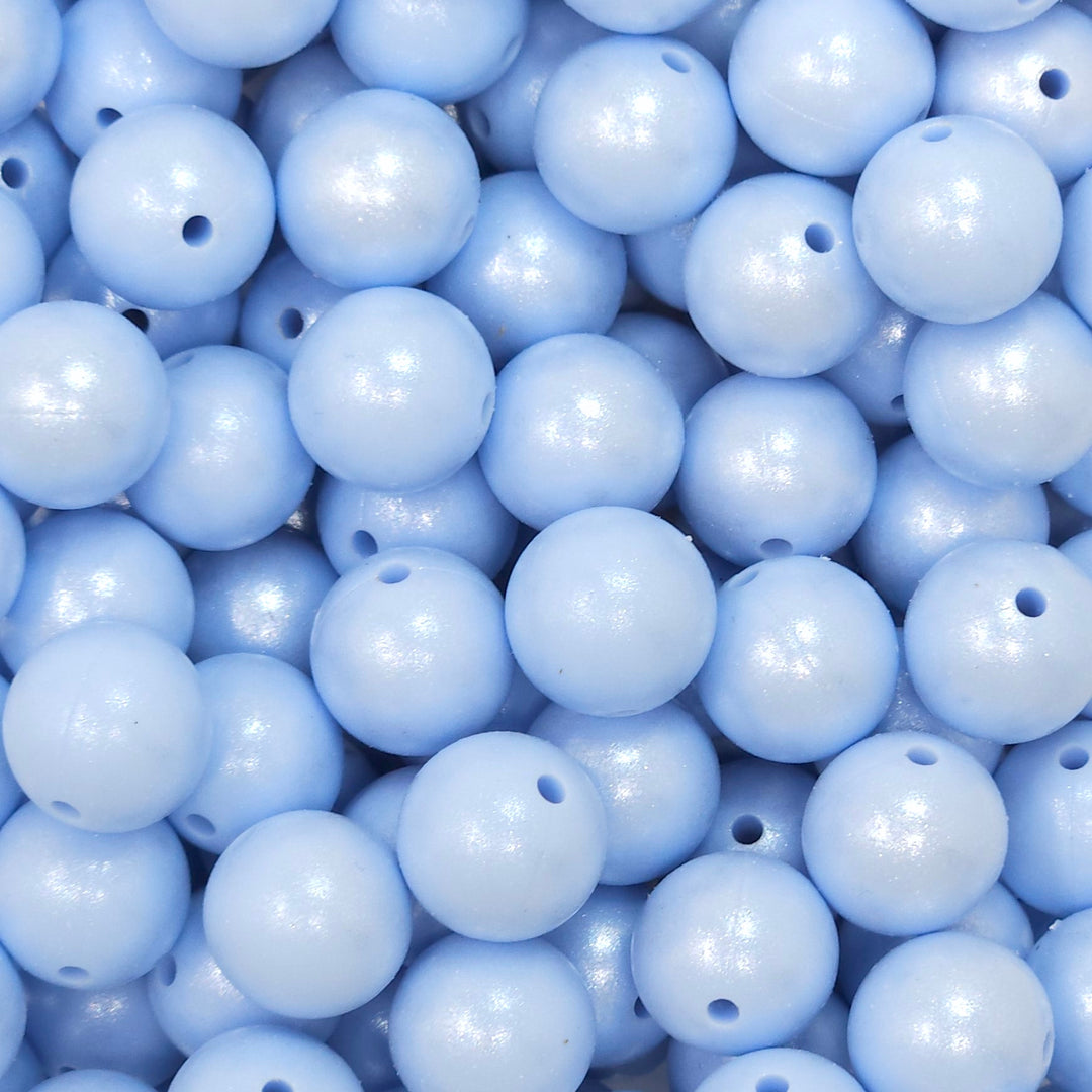 15mm Baby Blue Shimmer Pearl Silicone Bead