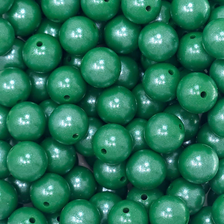 15mm Evergreen Shimmer Pearl Silicone Bead