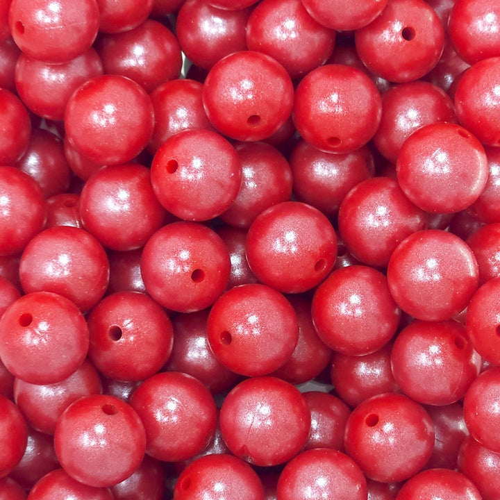 15mm Tomato Red Shimmer Pearl Silicone Bead