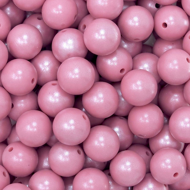 15mm Dusty Rose Shimmer Pearl Silicone Bead