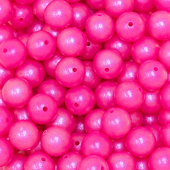 15mm Premium Bright Pink Opal Silicone Bead