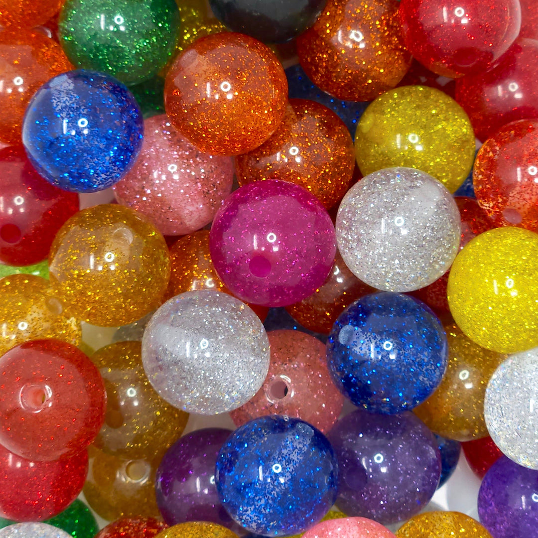 20mm Assorted Glitter Acrylic Bead Mix (10 beads)